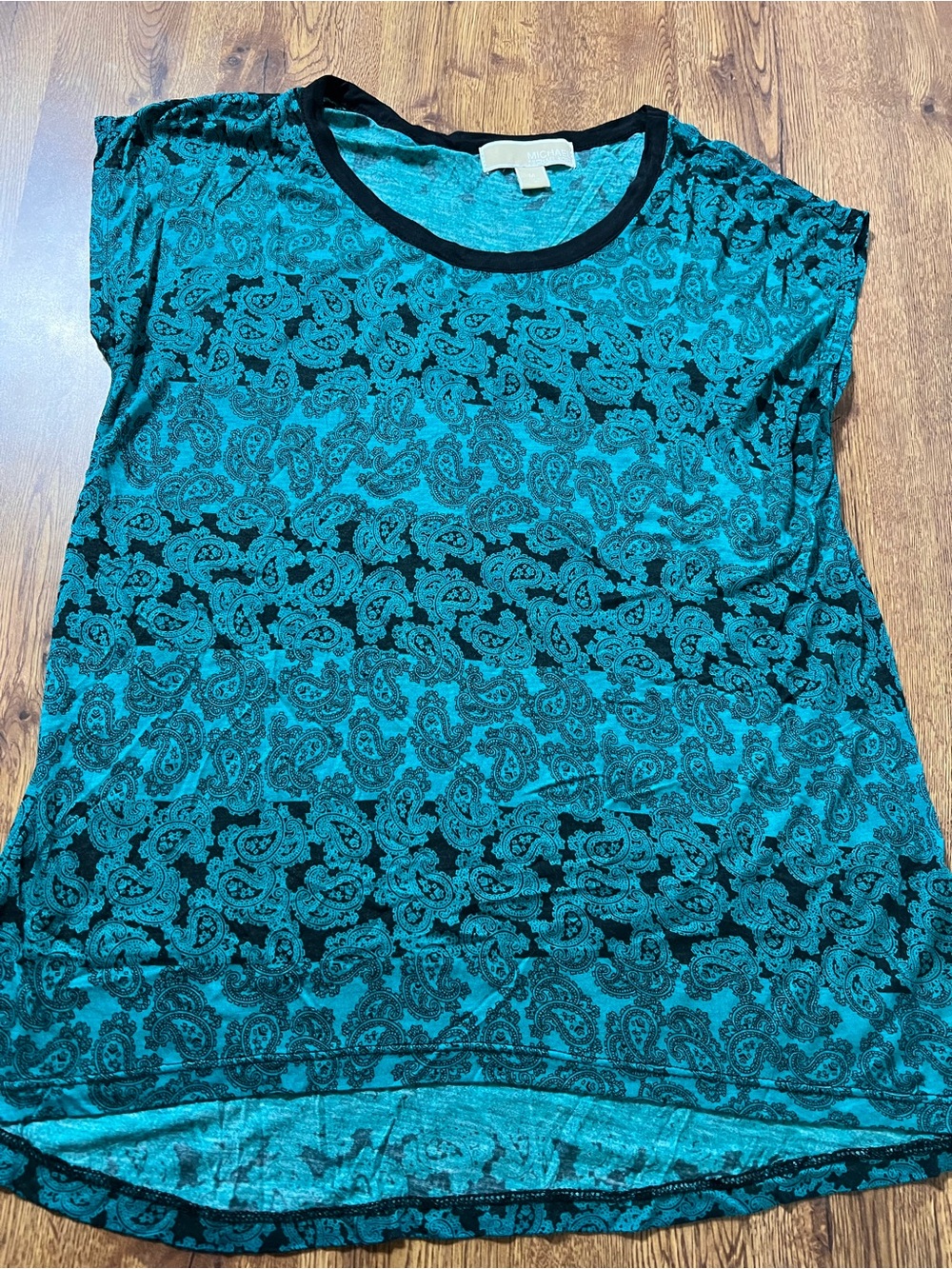 Womens Michael Kors Teal Paisley Print Shirt Size Medium